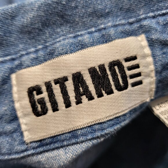 Vintage Gitano Denim Top Jean Shirt Womens 20W Heart Metal Buttons Long Sleeve - Picture 4 of 15